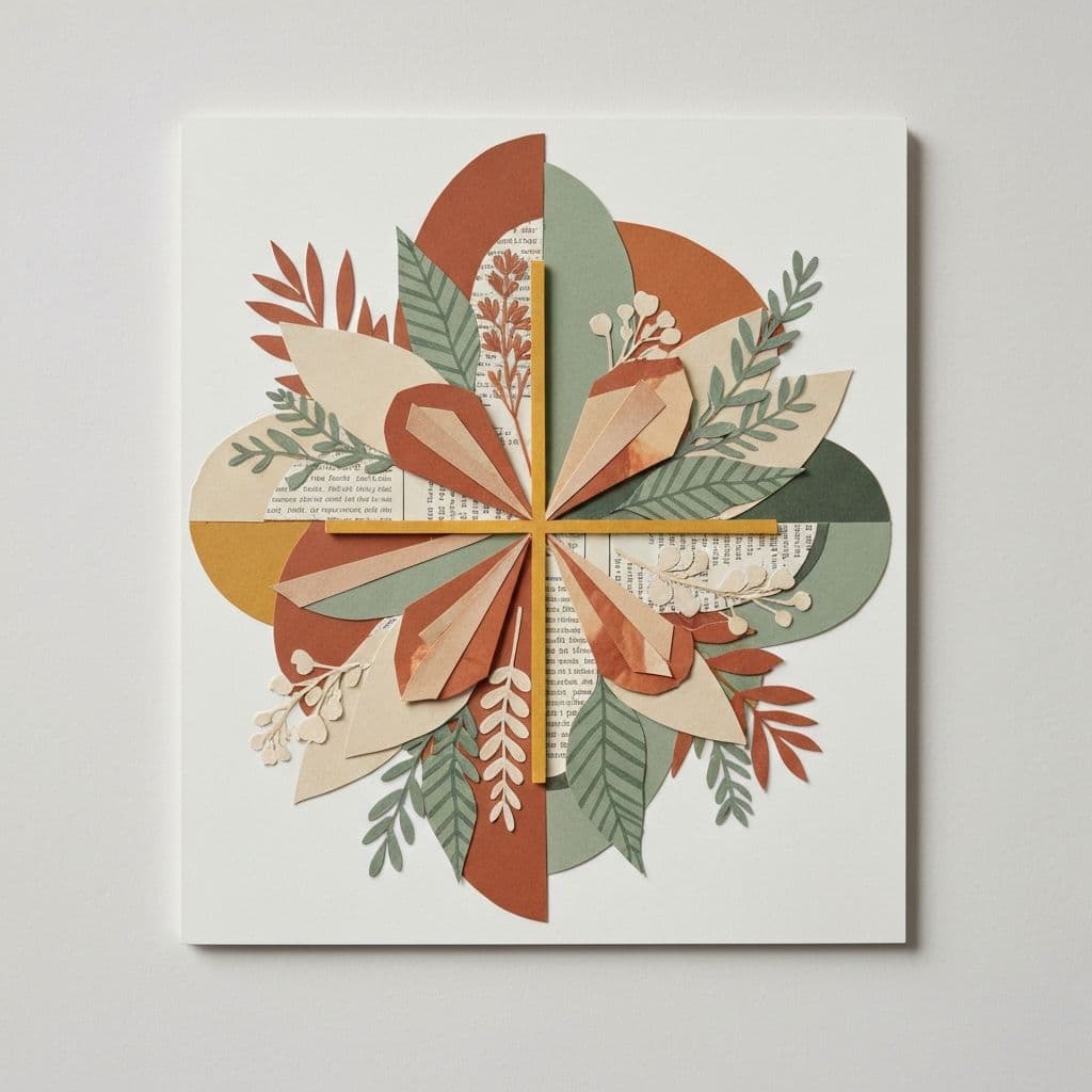Featured handmade paper collage artwork