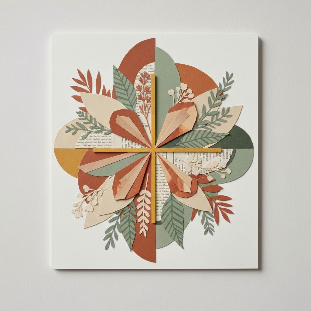 Featured handmade paper collage artwork